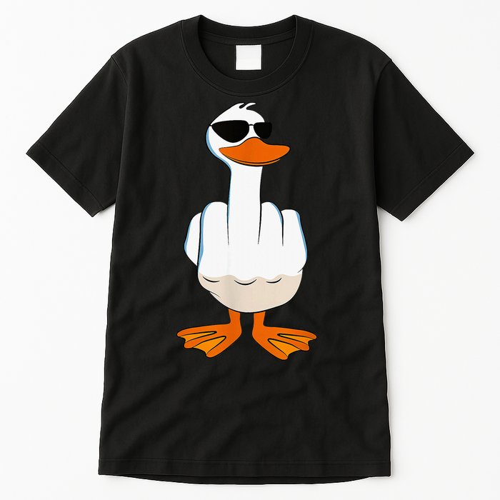 Funny Middle Finger Offensive Rude Duck I DonT Give A Duck Tall T-Shirt