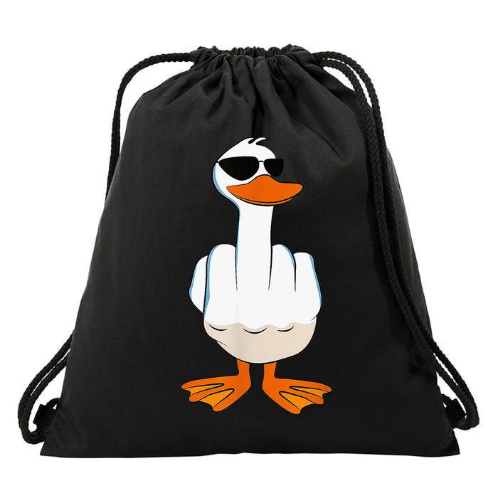 Funny Middle Finger Offensive Rude Duck I DonT Give A Duck Drawstring Bag