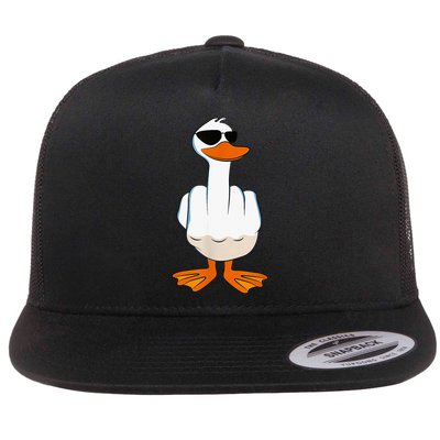 Funny Middle Finger Offensive Rude Duck I DonT Give A Duck Flat Bill Trucker Hat