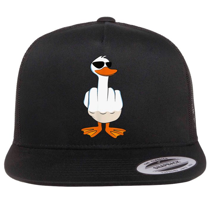 Funny Middle Finger Offensive Rude Duck I DonT Give A Duck Flat Bill Trucker Hat