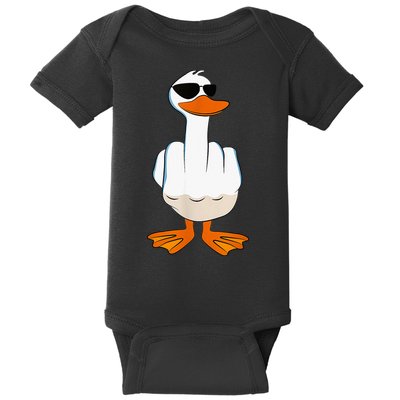 Funny Middle Finger Offensive Rude Duck I DonT Give A Duck Baby Bodysuit