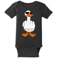 Funny Middle Finger Offensive Rude Duck I DonT Give A Duck Baby Bodysuit