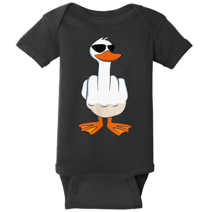 Funny Middle Finger Offensive Rude Duck I DonT Give A Duck Baby Bodysuit