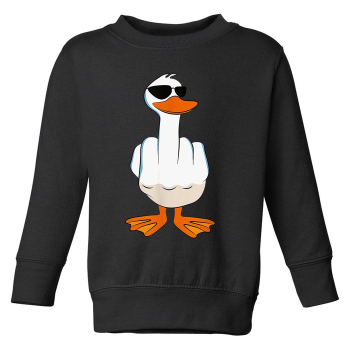Funny Middle Finger Offensive Rude Duck I DonT Give A Duck Toddler Sweatshirt