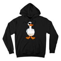 Funny Middle Finger Offensive Rude Duck I DonT Give A Duck Tall Hoodie
