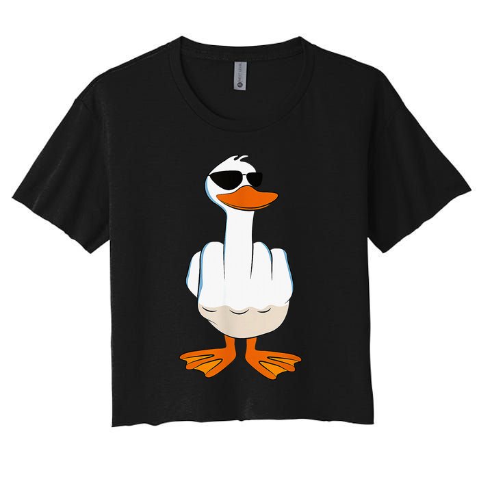Funny Middle Finger Offensive Rude Duck I DonT Give A Duck Women's Crop Top Tee