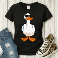Funny Middle Finger Offensive Rude Duck I DonT Give A Duck Womens T-Shirt