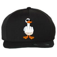 Funny Middle Finger Offensive Rude Duck I DonT Give A Duck Wool Snapback Cap