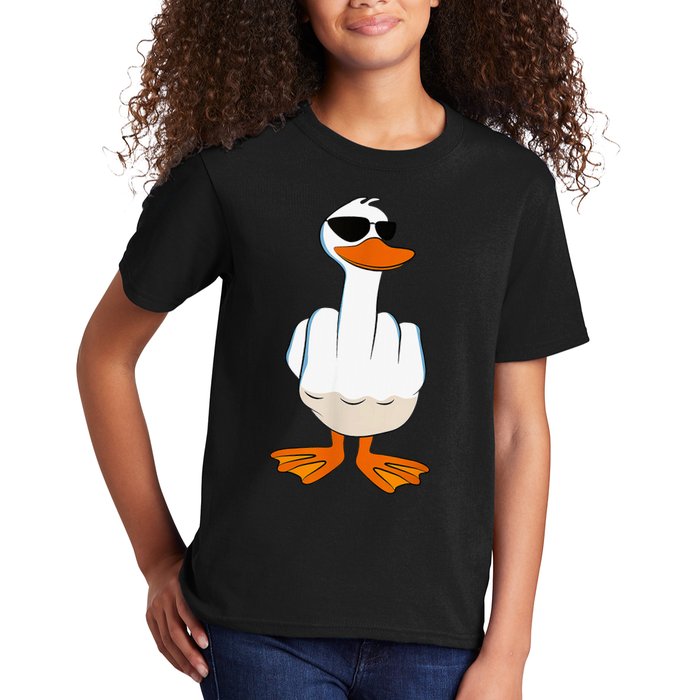 Funny Middle Finger Offensive Rude Duck I DonT Give A Duck Kids T-Shirt