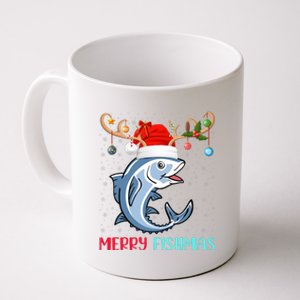 Funny Merry Fishmas Reindeer Santa Hat Fishing Christmas Coffee Mug