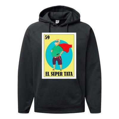 Funny Mexican Grandpa Design El Super Tata Performance Fleece Hoodie