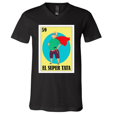 Funny Mexican Grandpa Design El Super Tata V-Neck T-Shirt