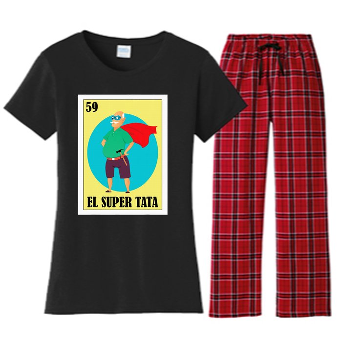 Funny Mexican Grandpa Design El Super Tata Women's Flannel Pajama Set