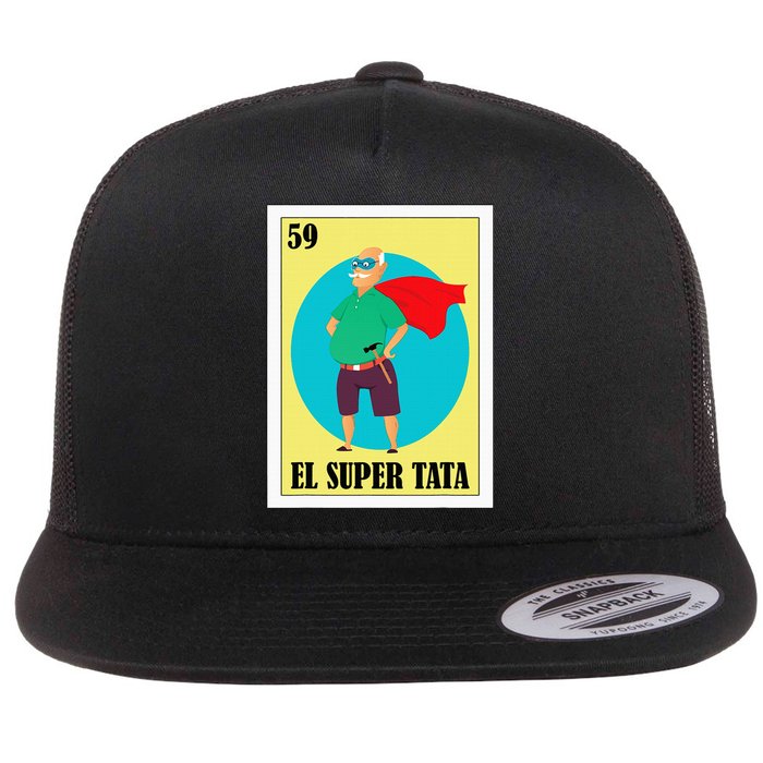 Funny Mexican Grandpa Design El Super Tata Flat Bill Trucker Hat