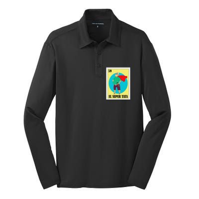 Funny Mexican Grandpa Design El Super Tata Silk Touch Performance Long Sleeve Polo