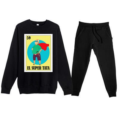 Funny Mexican Grandpa Design El Super Tata Premium Crewneck Sweatsuit Set