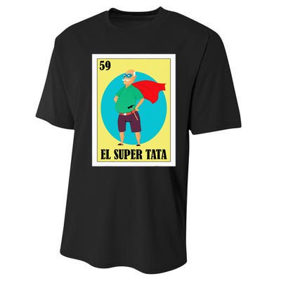 Funny Mexican Grandpa Design El Super Tata Performance Sprint T-Shirt