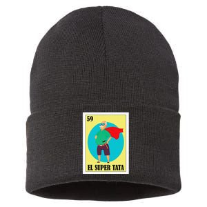 Funny Mexican Grandpa Design El Super Tata Sustainable Knit Beanie