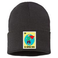 Funny Mexican Grandpa Design El Super Tata Sustainable Knit Beanie