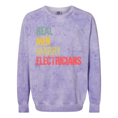 Funny Marriage Gift Real Marry Electricians Groom Cool Gift Colorblast Crewneck Sweatshirt