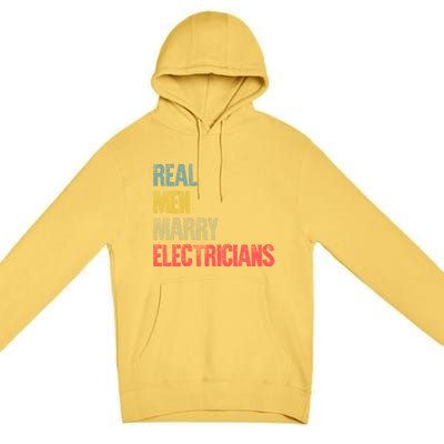 Funny Marriage Gift Real Marry Electricians Groom Cool Gift Premium Pullover Hoodie