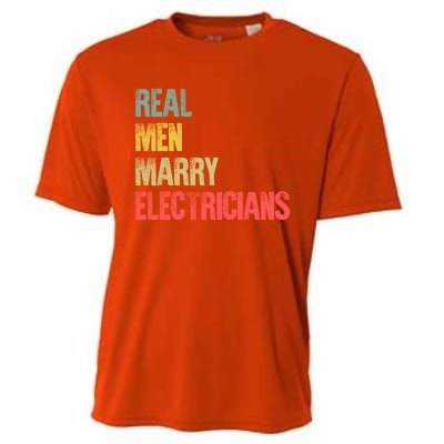 Funny Marriage Gift Real Marry Electricians Groom Cool Gift Cooling Performance Crew T-Shirt