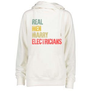 Funny Marriage Gift Real Marry Electricians Groom Cool Gift Womens Funnel Neck Pullover Hood