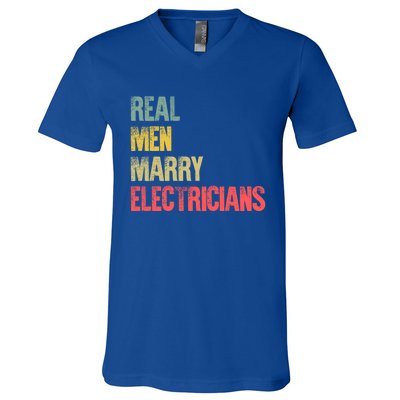 Funny Marriage Gift Real Marry Electricians Groom Cool Gift V-Neck T-Shirt