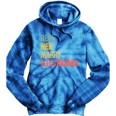 Funny Marriage Gift Real Marry Electricians Groom Cool Gift Tie Dye Hoodie