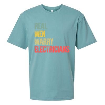 Funny Marriage Gift Real Marry Electricians Groom Cool Gift Sueded Cloud Jersey T-Shirt