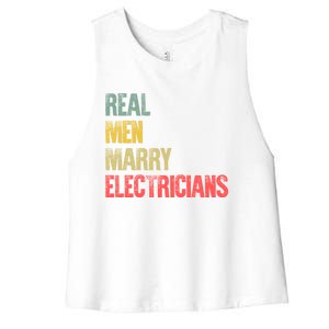 Funny Marriage Gift Real Marry Electricians Groom Cool Gift Women's Racerback Cropped Tank