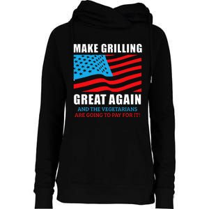 Funny Make Grilling Great Again Trump Bbq Pit Master Dad Womens Funnel Neck Pullover Hood