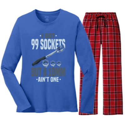 Funny Mechanic Gift For A Car Mechanic Gift Women's Long Sleeve Flannel Pajama Set 