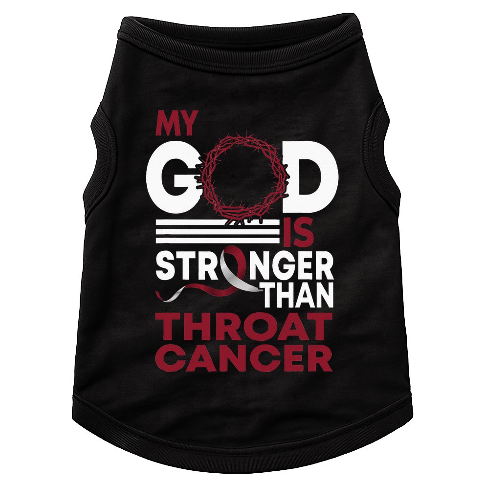 Faith My God Is Stronger Than Throat Cancer Awareness Ribbon Doggie Tank