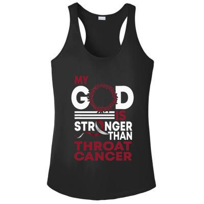Faith My God Is Stronger Than Throat Cancer Awareness Ribbon Ladies PosiCharge Competitor Racerback Tank