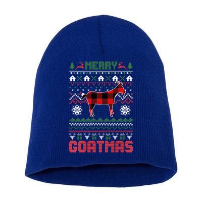 Funny Merry Goatmas Ugly Christmas Sweater Goat Santa Hat Gift Short Acrylic Beanie