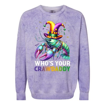 Funny Mardi Gras Whos Your Crawdaddy Crawfish Jester Beads Colorblast Crewneck Sweatshirt