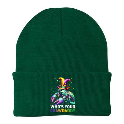 Funny Mardi Gras Whos Your Crawdaddy Crawfish Jester Beads Knit Cap Winter Beanie