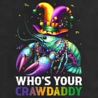 Funny Mardi Gras Whos Your Crawdaddy Crawfish Jester Beads 7 Panel Mesh Trucker Snapback Hat