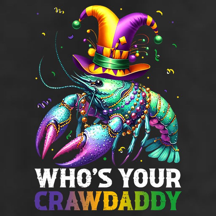 Funny Mardi Gras Whos Your Crawdaddy Crawfish Jester Beads 7 Panel Mesh Trucker Snapback Hat