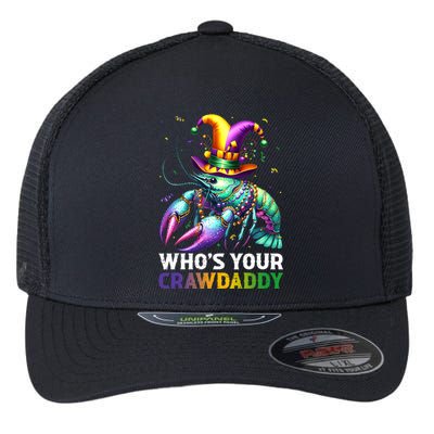 Funny Mardi Gras Whos Your Crawdaddy Crawfish Jester Beads Flexfit Unipanel Trucker Cap