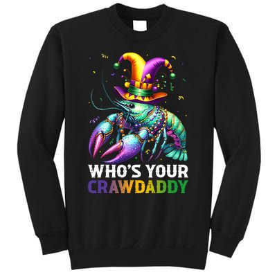 Funny Mardi Gras Whos Your Crawdaddy Crawfish Jester Beads Sweatshirt