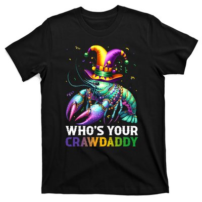 Funny Mardi Gras Whos Your Crawdaddy Crawfish Jester Beads T-Shirt