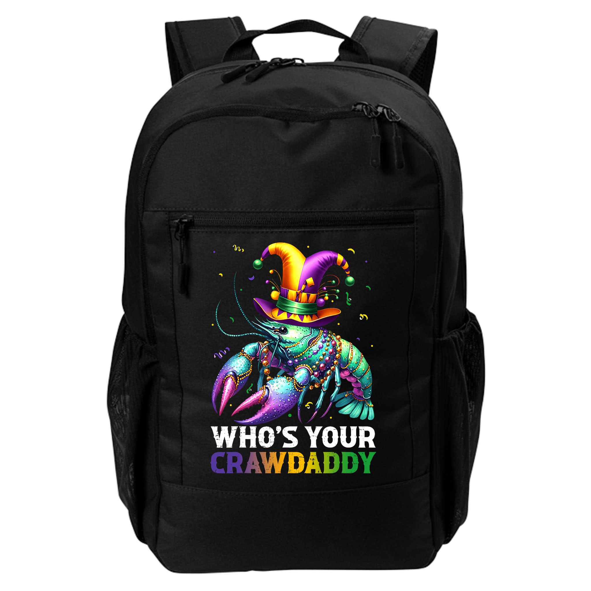 Funny Mardi Gras Whos Your Crawdaddy Crawfish Jester Beads Backpack