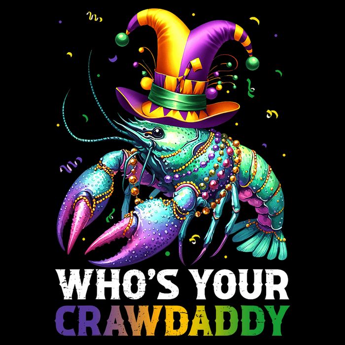Funny Mardi Gras Whos Your Crawdaddy Crawfish Jester Beads Button
