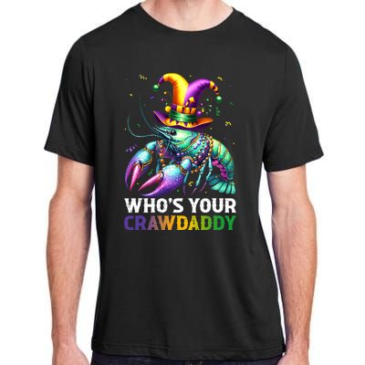 Funny Mardi Gras Whos Your Crawdaddy Crawfish Jester Beads Adult ChromaSoft Performance T-Shirt