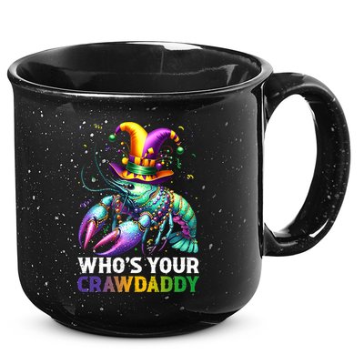 Funny Mardi Gras Whos Your Crawdaddy Crawfish Jester Beads 15oz Campfire Ceramic Mug