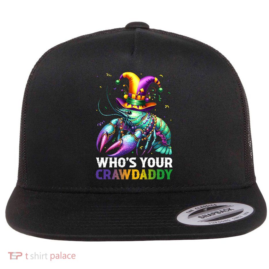 Funny Mardi Gras Whos Your Crawdaddy Crawfish Jester Beads Flatbill Hat