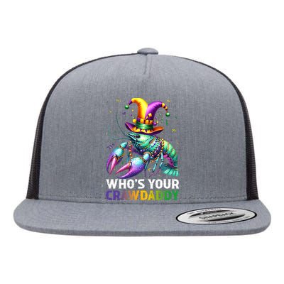 Funny Mardi Gras Whos Your Crawdaddy Crawfish Jester Beads Flat Bill Trucker Hat