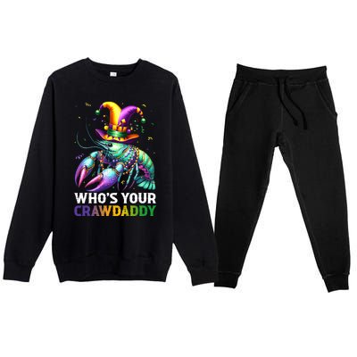 Funny Mardi Gras Whos Your Crawdaddy Crawfish Jester Beads Premium Crewneck Sweatsuit Set